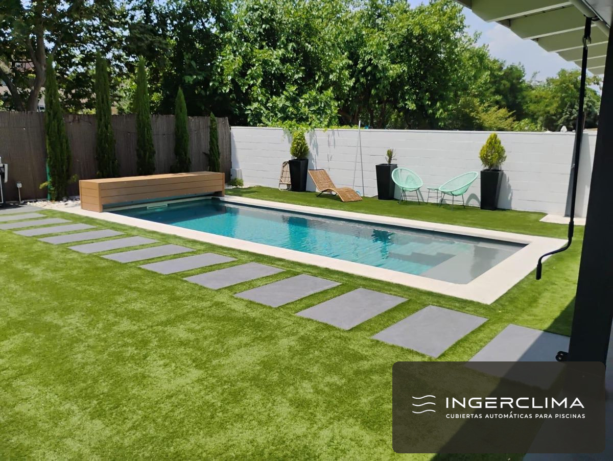 Automatic pool cover installation at a hotel or spa